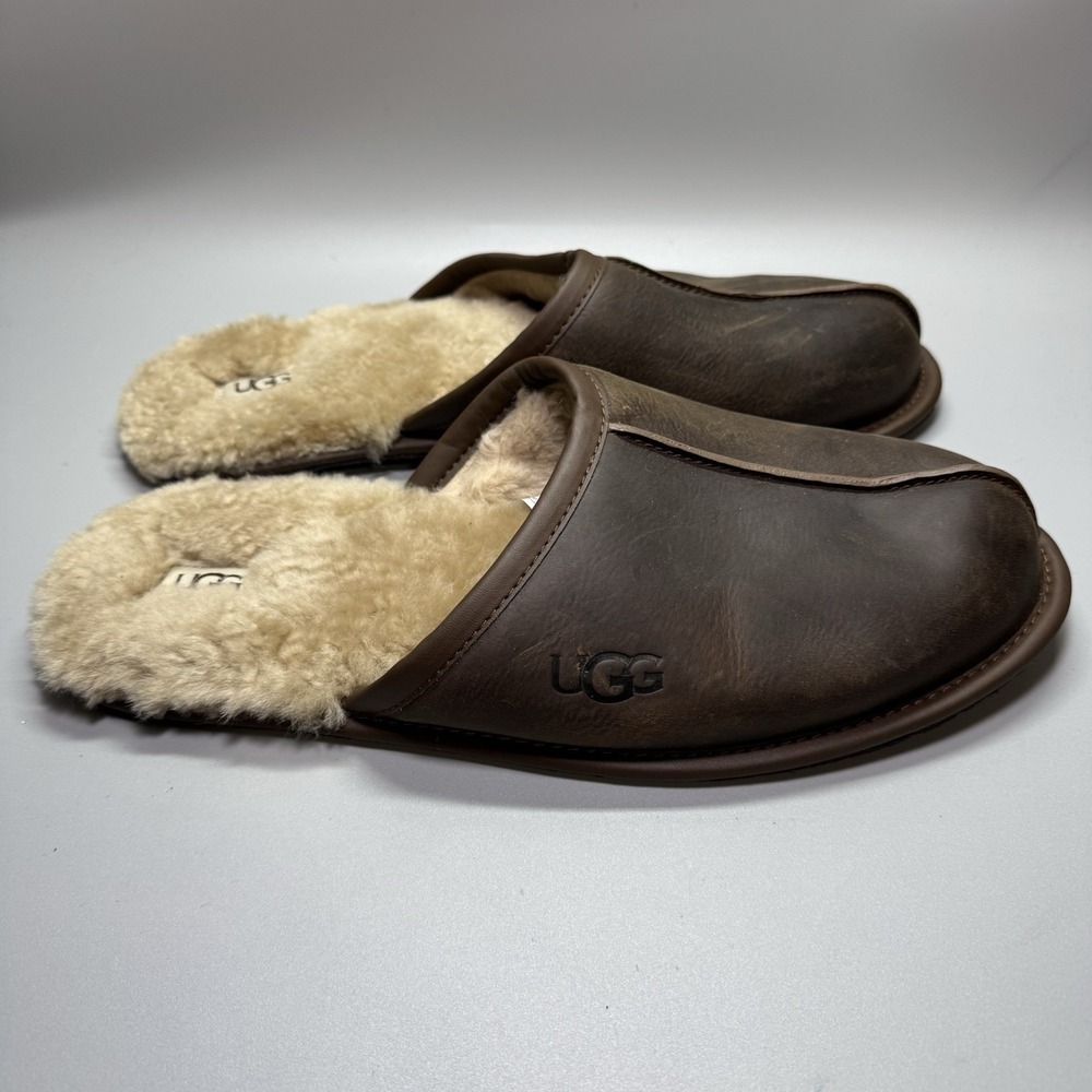 UGG SCUFF MEN SLIPPERS LEATHER Brown US 14 /UK 13  /EU‎ 48.5